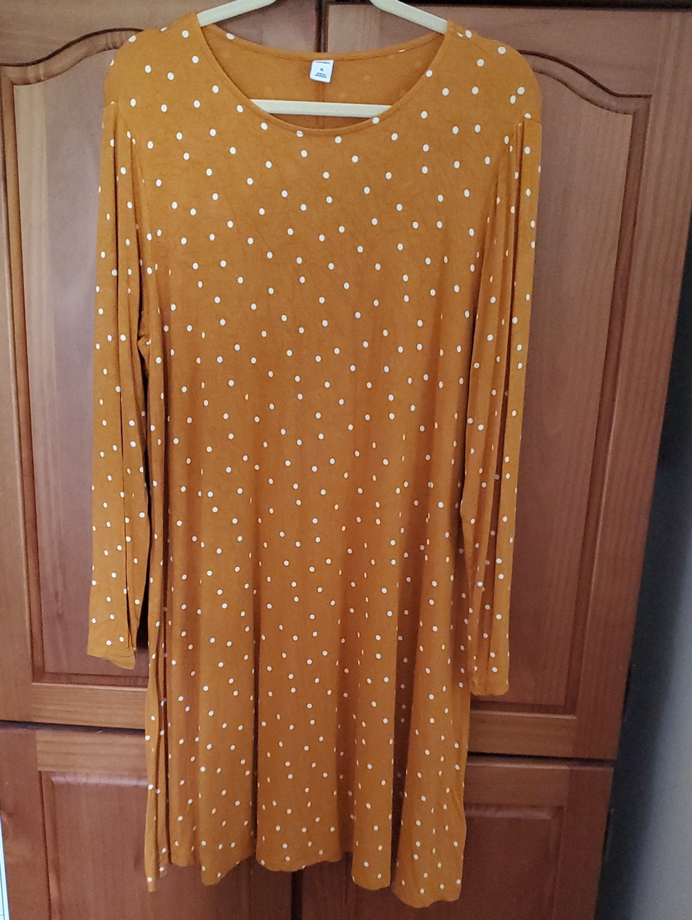 Old Navy Mustard Yellow Polka Dot Long Sleeve Dress